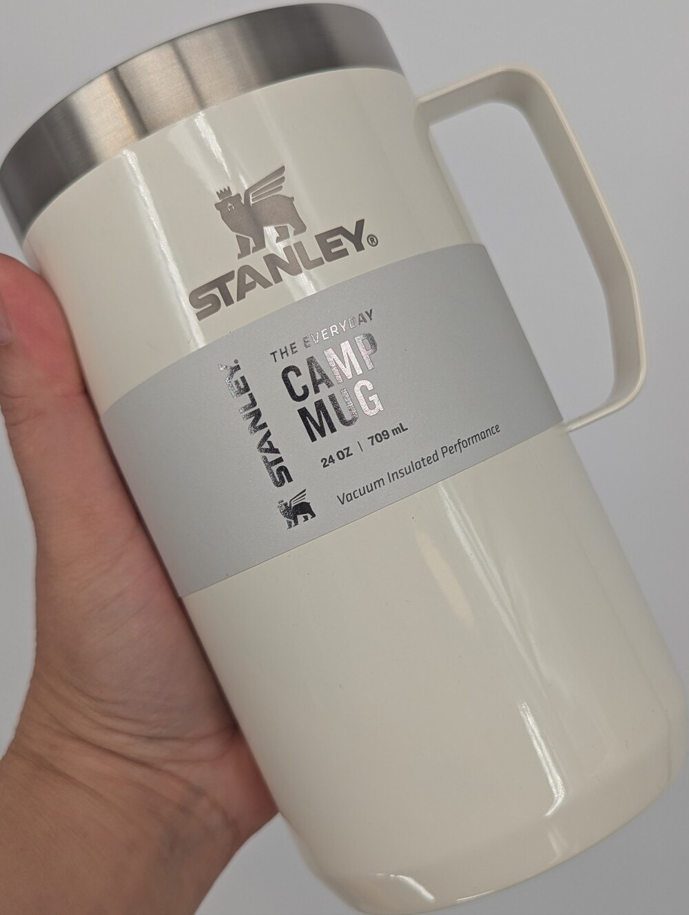new STANLEY Stay Hot Camp Mug Coffee Cream Gloss ☕ 24 OZ vacuum insulated